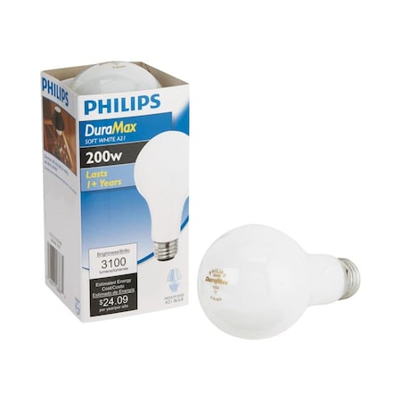 Philips DuraMax 200 W A21 ALine Incandescent Bulb E26 Medium Soft White 168674